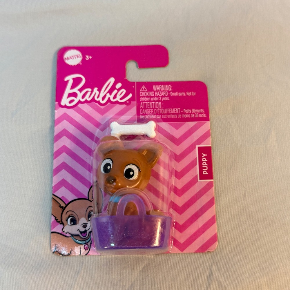 Mattel Barbie Puppy Pet Accessory Set Brown Dog Purple Basket Bone GWW23 NIP